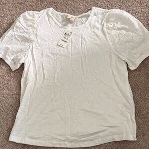 Style & Co. White Short Sleeve Eyelet Top